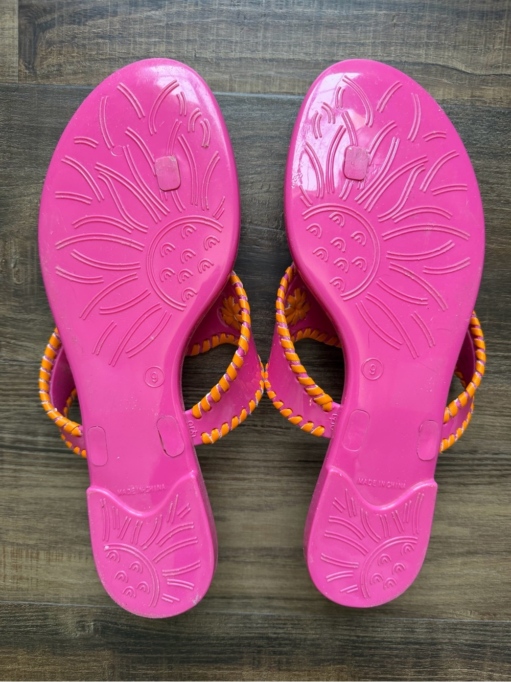 Jack Rogers Pink and Orange Floral Slide Sandals - Women's Jelly Slides Size 9 - Picture 3 of 3